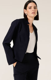 Jackets Multi Occasion FRONT ZIP PEPLUM JACKET IN NAVY