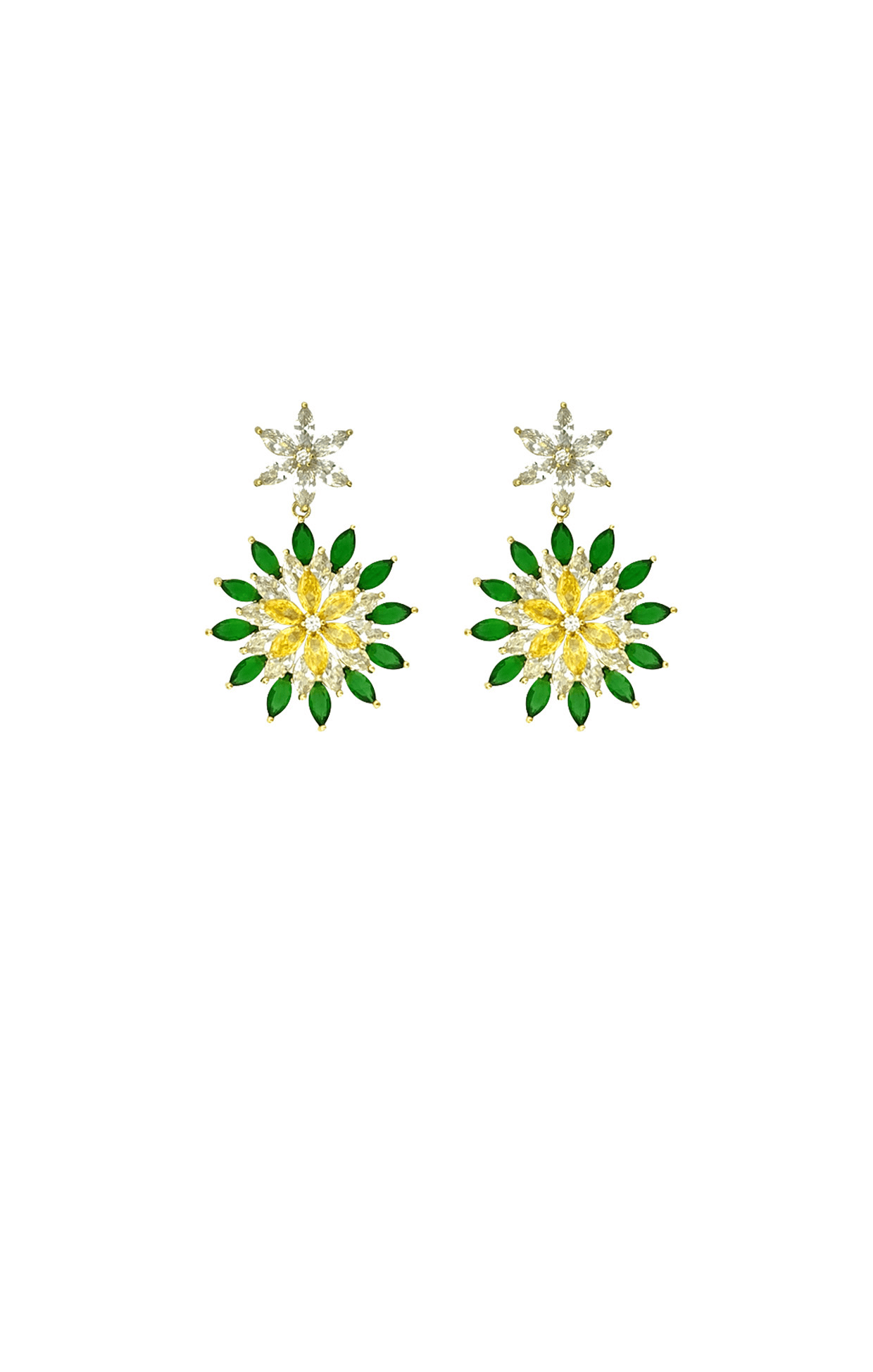 Earrings OS / GREEN HEARST EARRING IN GREEN/YELLOW