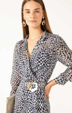 Dresses HERRINGBONE DRESS IN NAVY WHITE CHECK