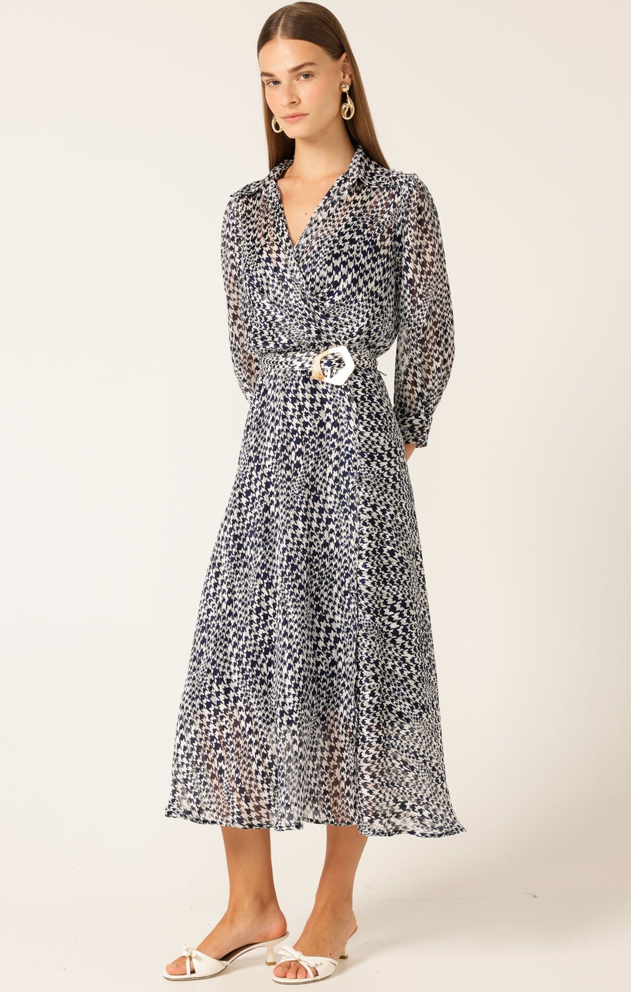 Dresses HERRINGBONE DRESS IN NAVY WHITE CHECK