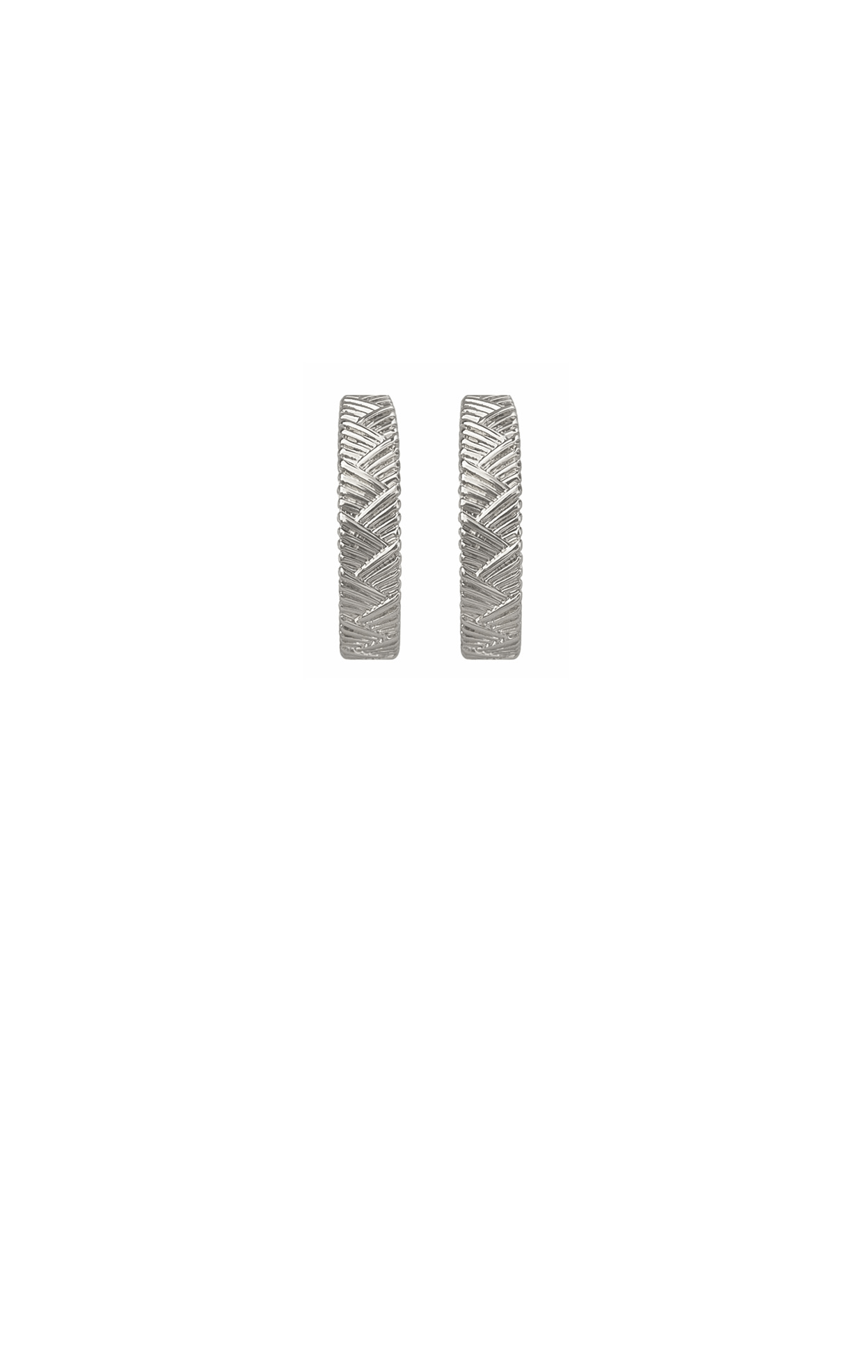 ACCESSORIES Earrings OS / SILVER HERRINGBONE EVENT HOOPS IN SILVER