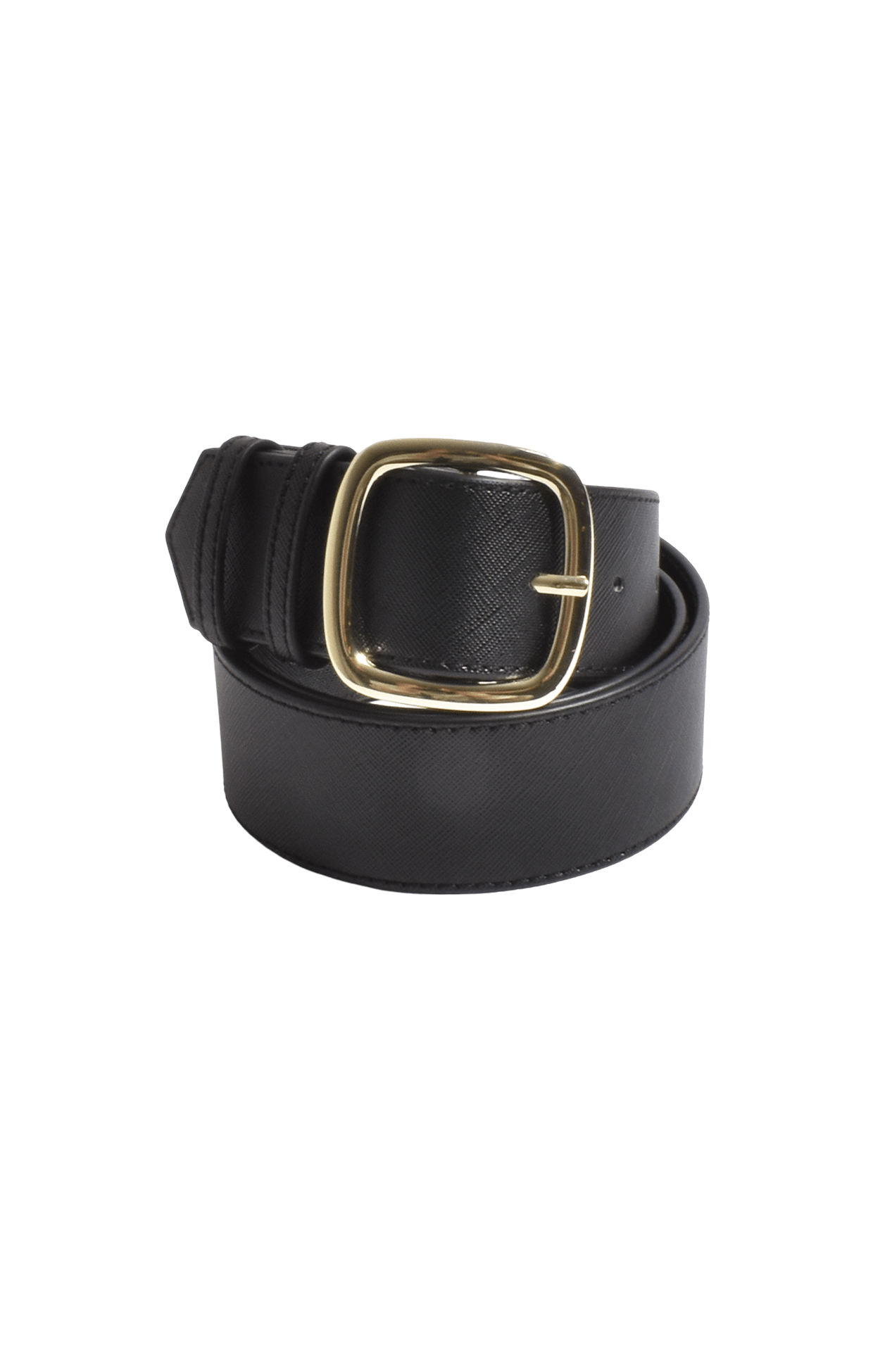 Belts OS / BLACK JADE TEXTURED SQUARE BUCKLE BELT IN BLACK