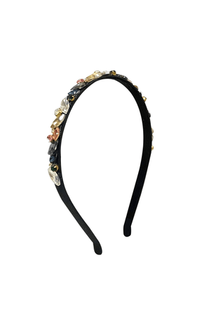 Headbands OS / BLACK JASMINE JEWELLED HEADBAND IN BLACK MULTI