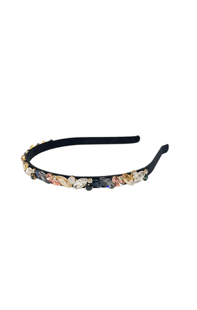 Headbands OS / BLACK JASMINE JEWELLED HEADBAND IN BLACK MULTI