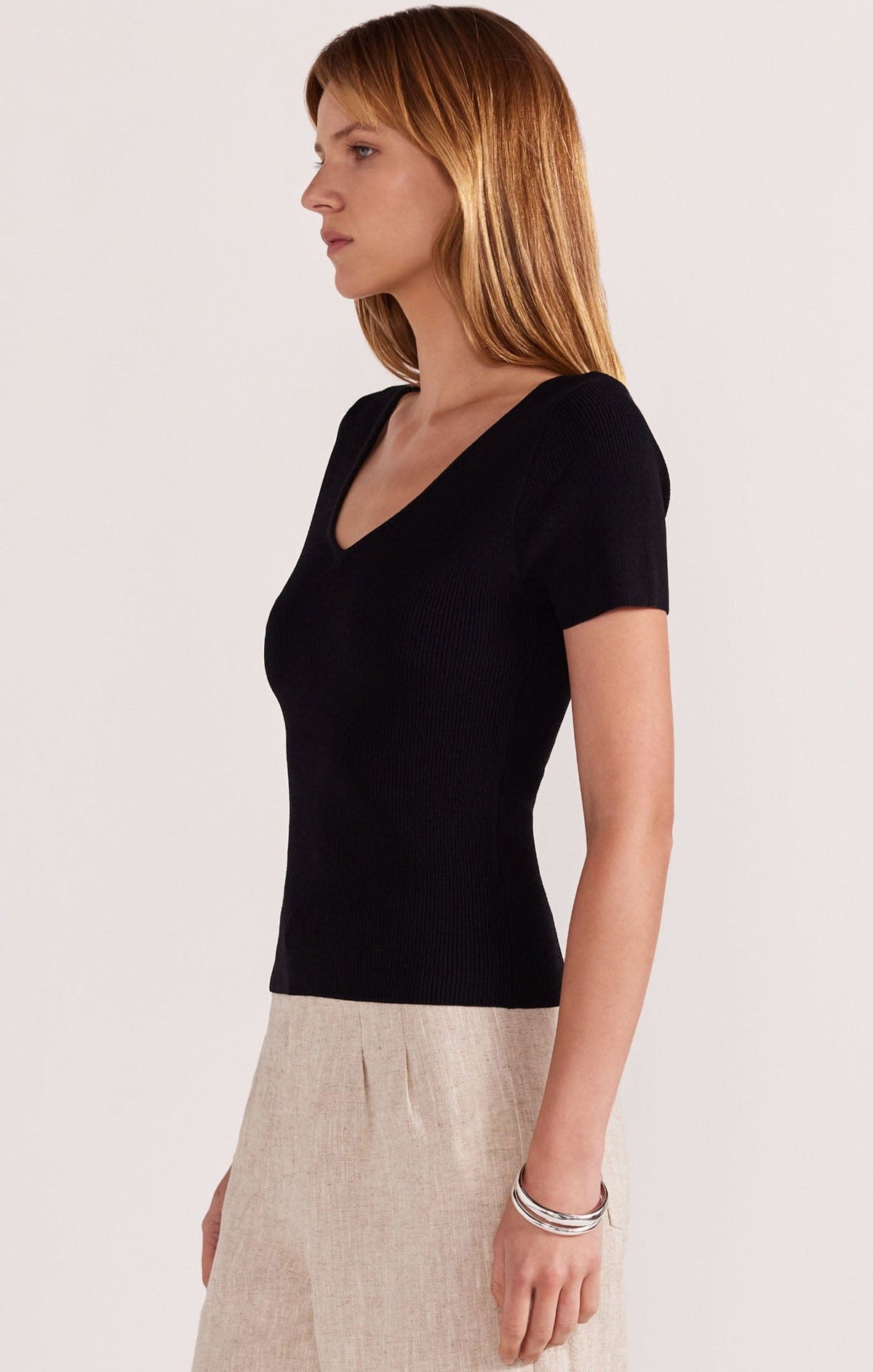 Tops JUDE REVERSIBLE KNIT TEE IN BLACK