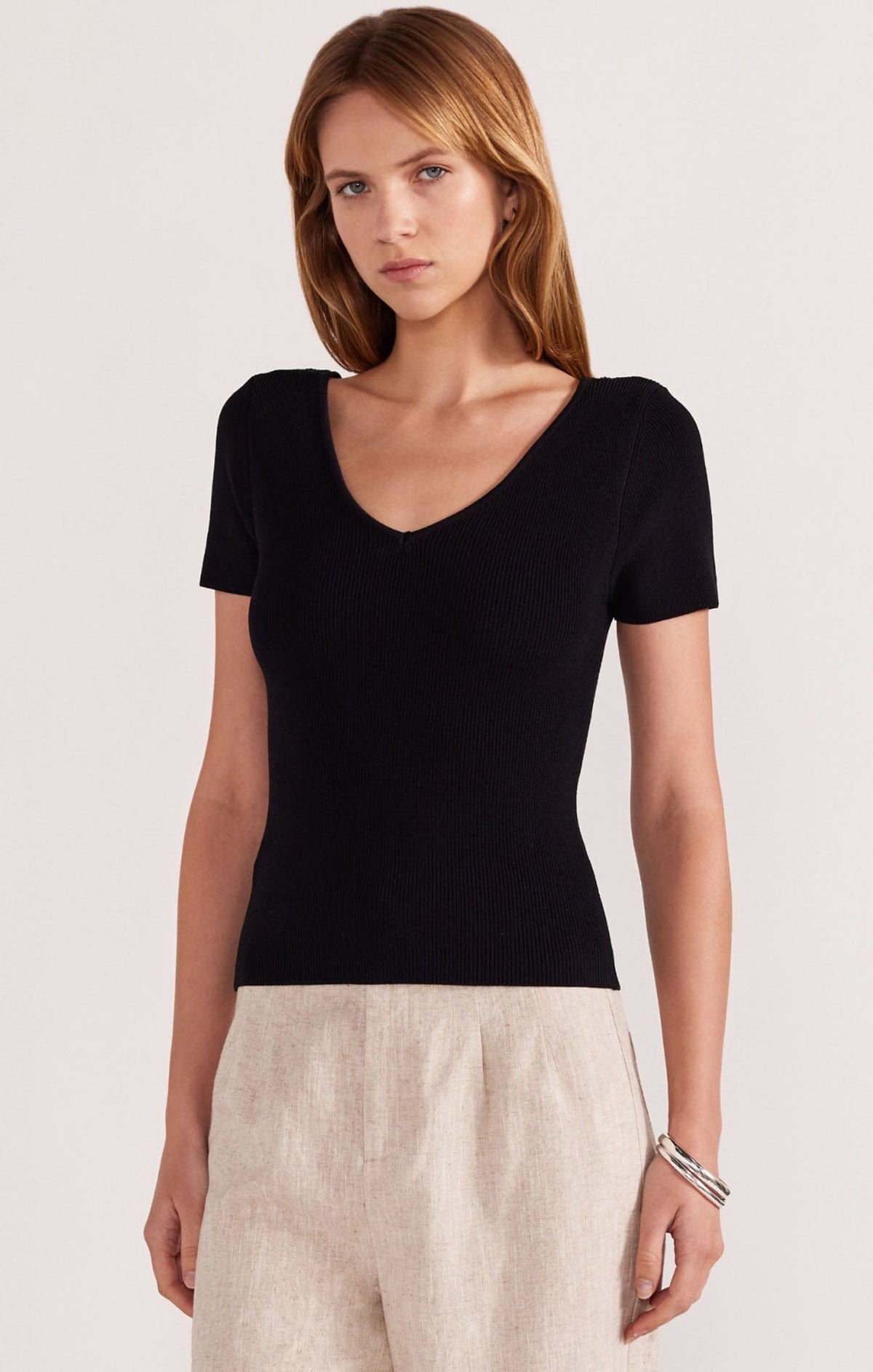 Tops JUDE REVERSIBLE KNIT TEE IN BLACK