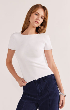 Tops JUDE REVERSIBLE KNIT TEE IN WHITE