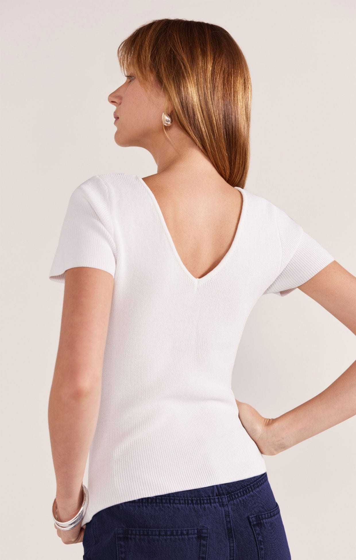 Tops JUDE REVERSIBLE KNIT TEE IN WHITE