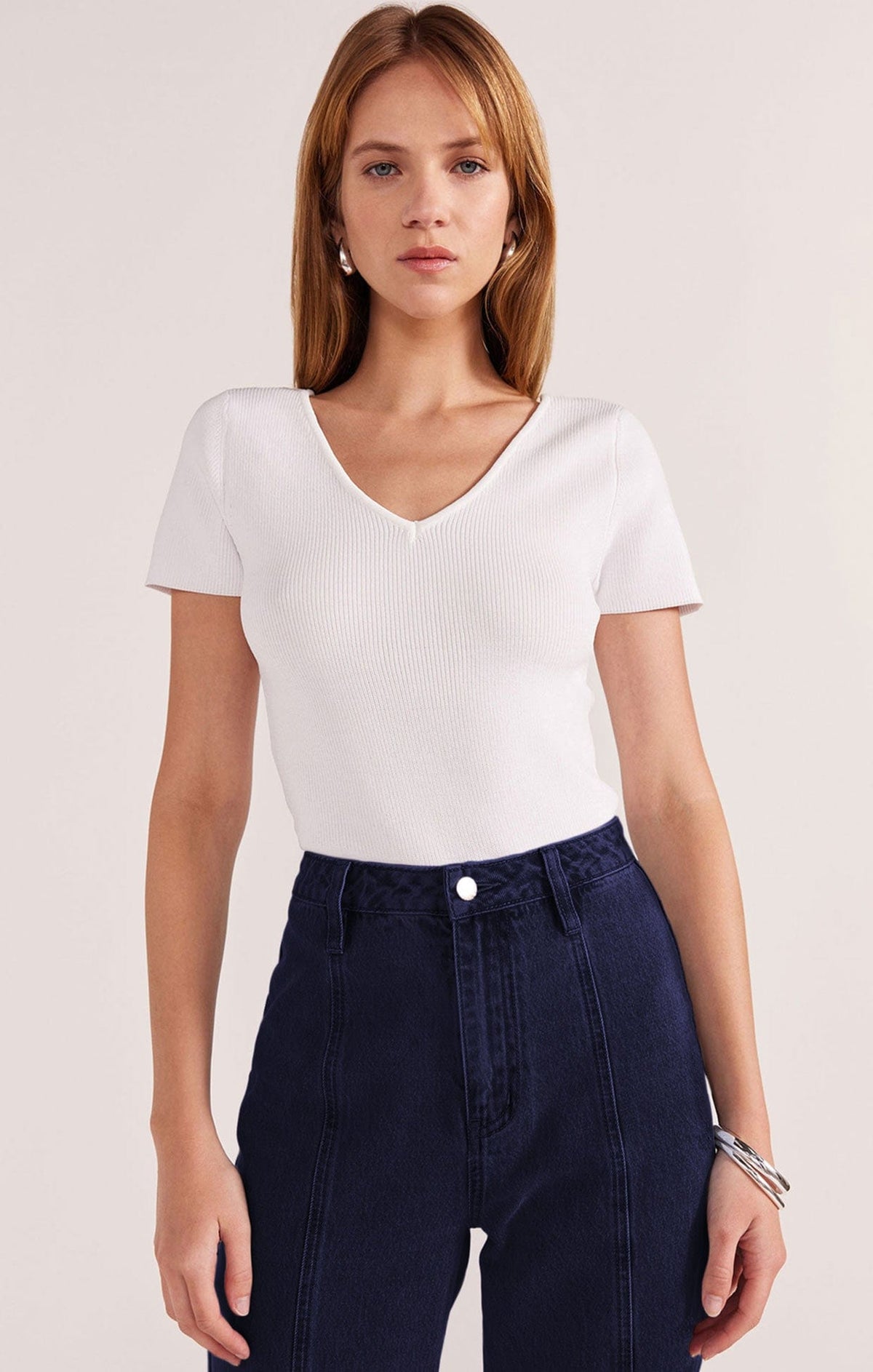 Tops JUDE REVERSIBLE KNIT TEE IN WHITE