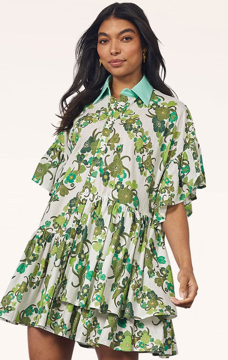 Dresses JUNGLE MINI DRESS IN GREEN