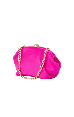 Bags OS / PINK KARINA SATIN CLUTCH IN FUCHSIA