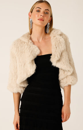 Jackets Multi Occasion LUXE FUR BOLERO IN OATMEAL