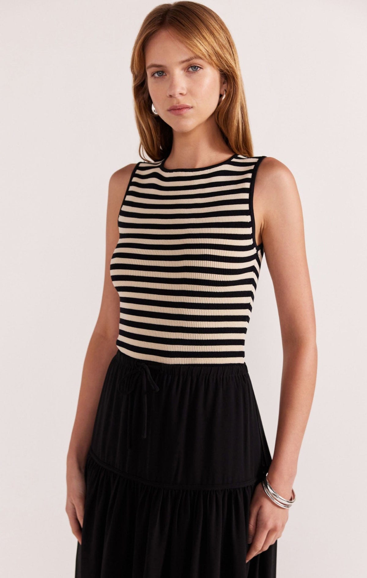 Tops MIA STRIPED KNIT TOP IN BLACK/CREAM