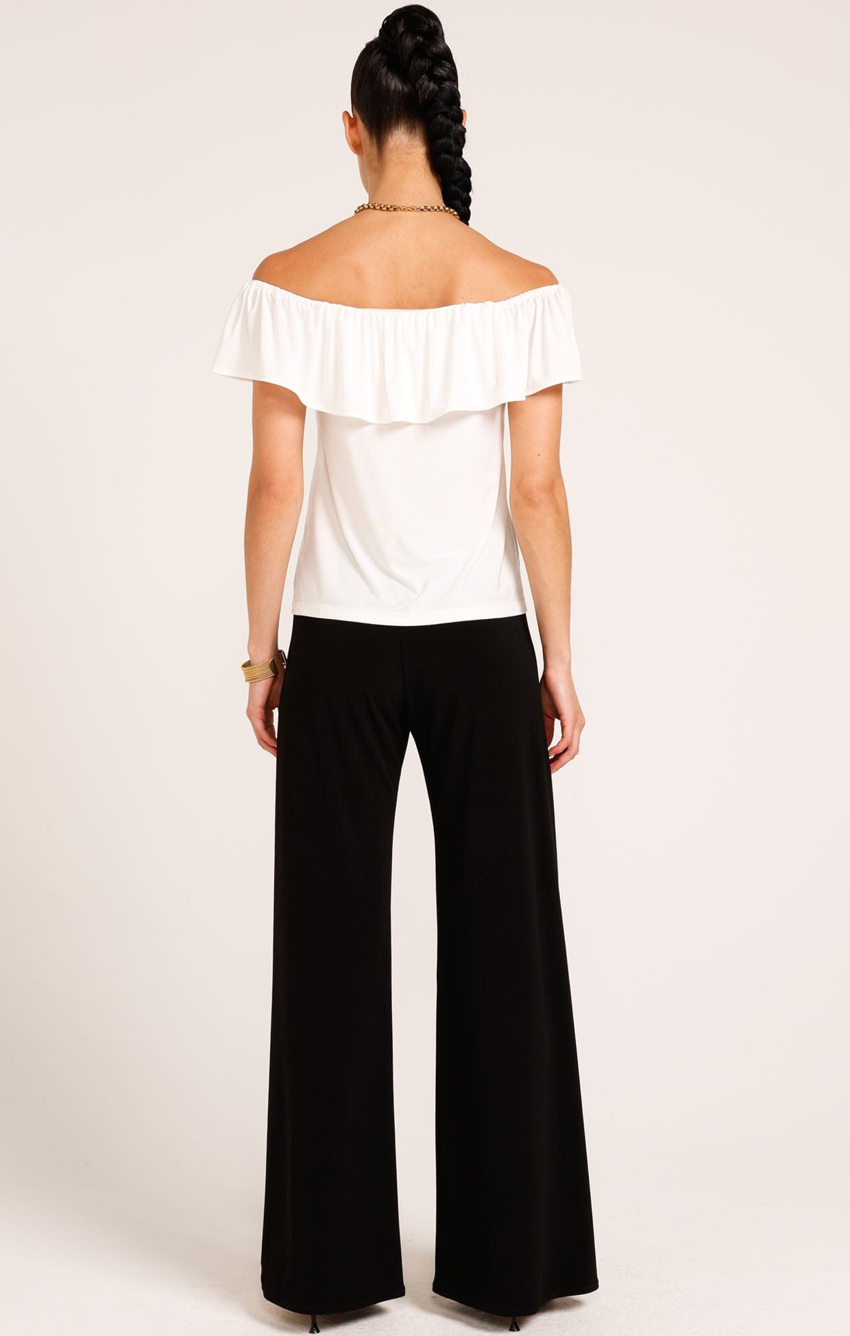 Tops Multi Occasion OFF SHOULDER FRILL TOP IN IVORY