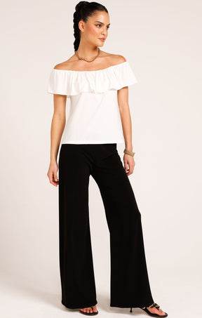 Tops Multi Occasion OFF SHOULDER FRILL TOP IN IVORY