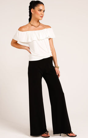 Tops Multi Occasion OFF SHOULDER FRILL TOP IN IVORY