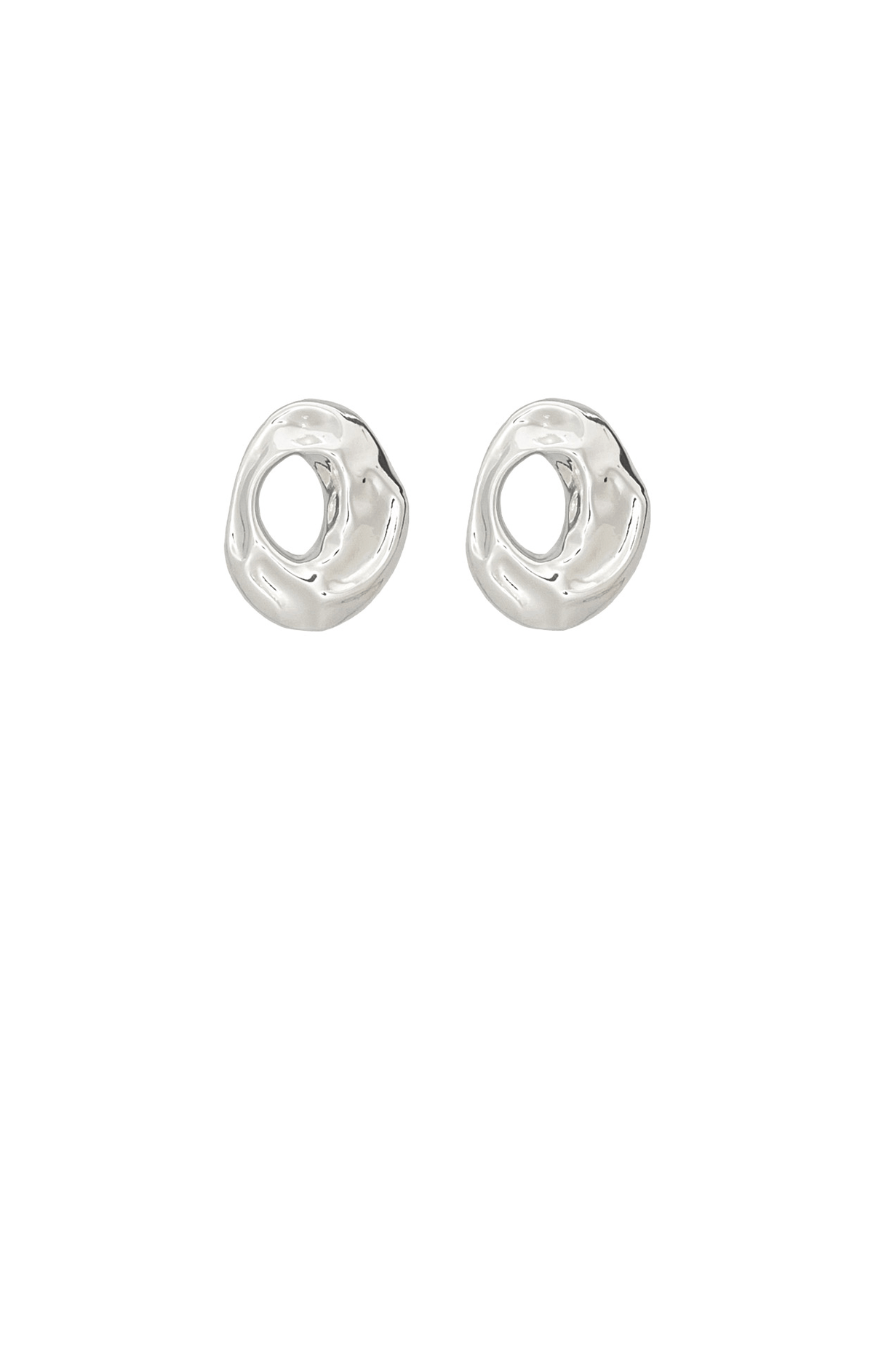 Earrings OS / SILVER ORGANIC METAL CUT OUT EARRING IN SILVER