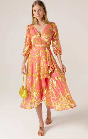 Dresses PEACH FACED WRAP DRESS