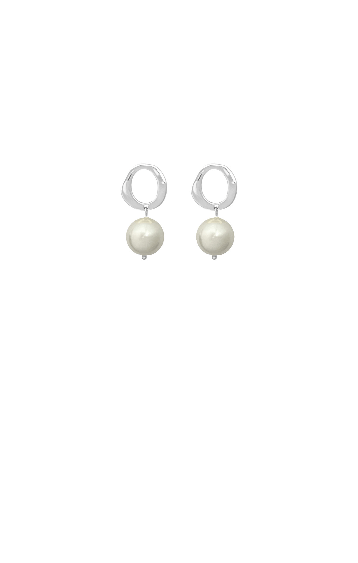 Earrings OS / SILVER PEARL DROP CUT OUT EARRING IN SILVER