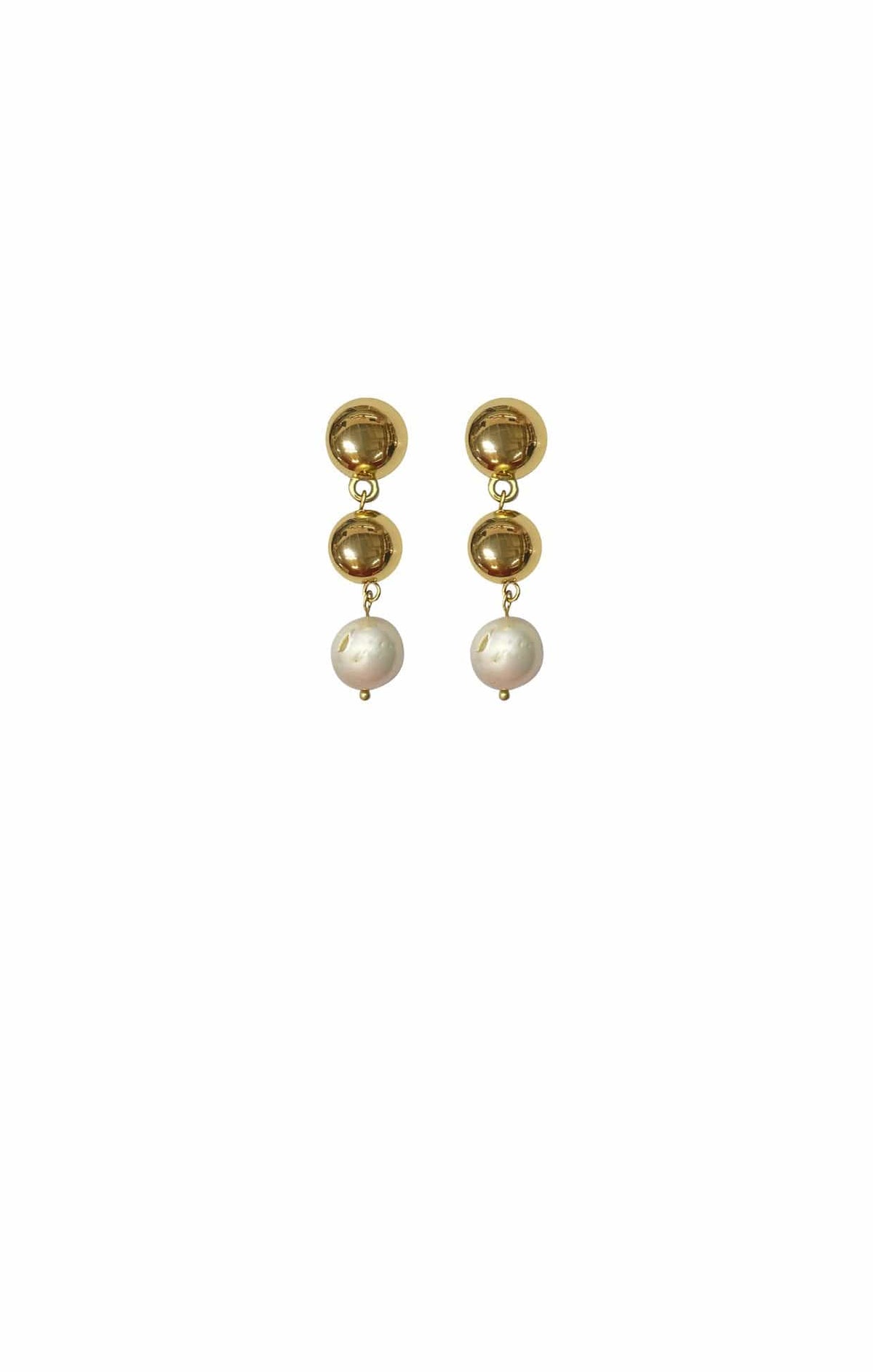 Earrings OS / GOLD PEARL DROP METAL BALL EARRING IN GOLD