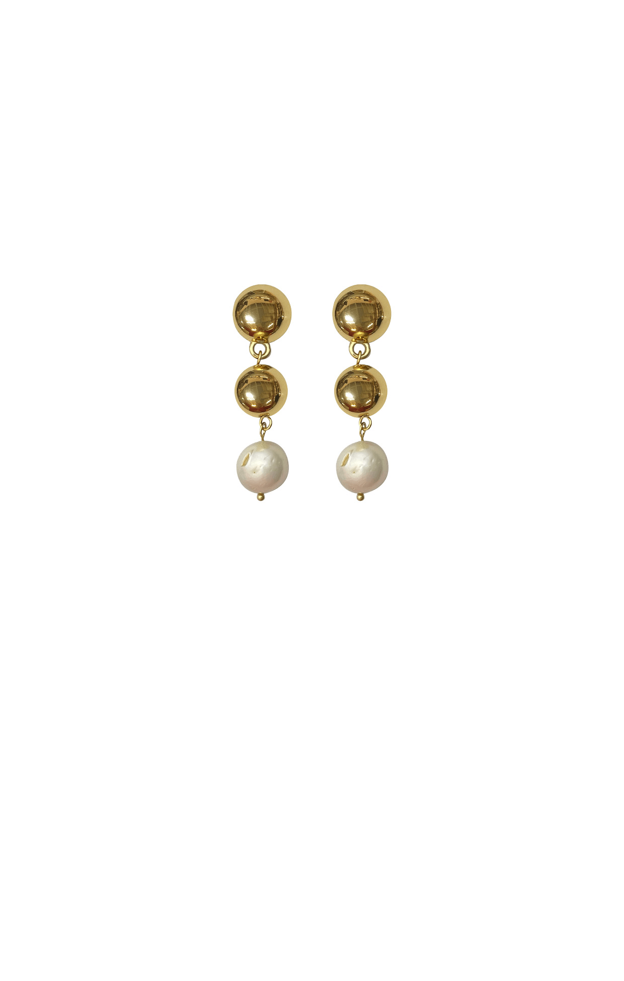 Earrings OS / GOLD PEARL DROP METAL BALL EARRING IN GOLD