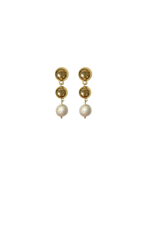 Earrings OS / GOLD PEARL DROP METAL BALL EARRING IN GOLD