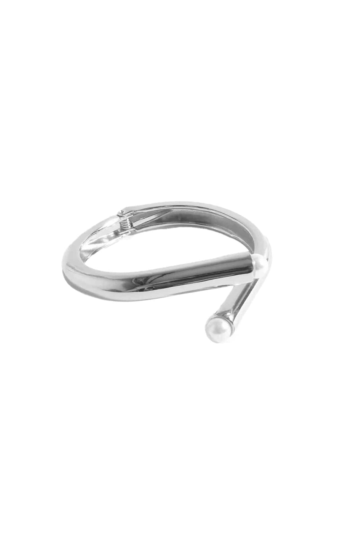 Bracelets OS / SILVER PEARL END BANGLE IN SILVER