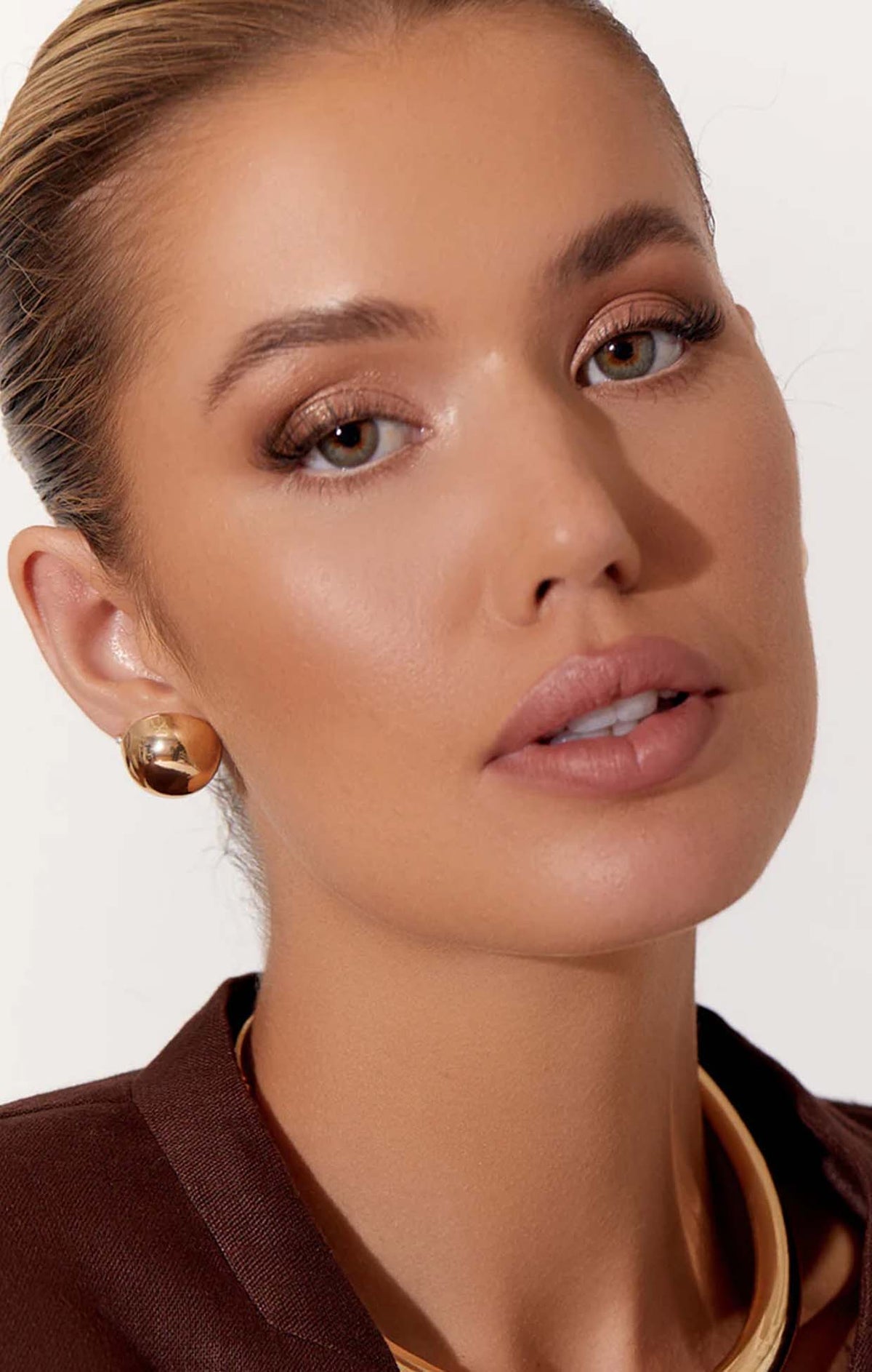 ACCESSORIES Earrings OS / GOLD POLISHED DOME STUD EARRING IN GOLD