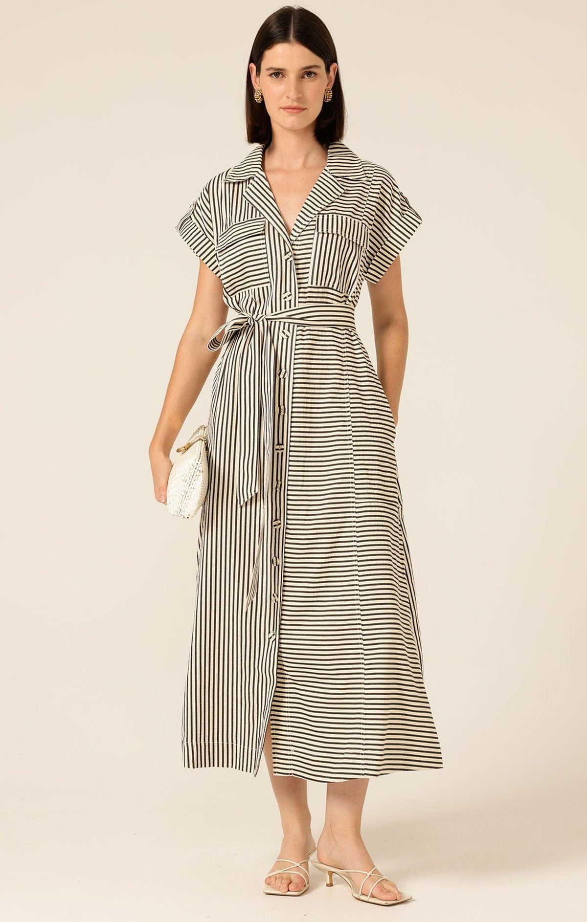 Dresses PORTIA DRESS IN BLACK WHITE STRIPE