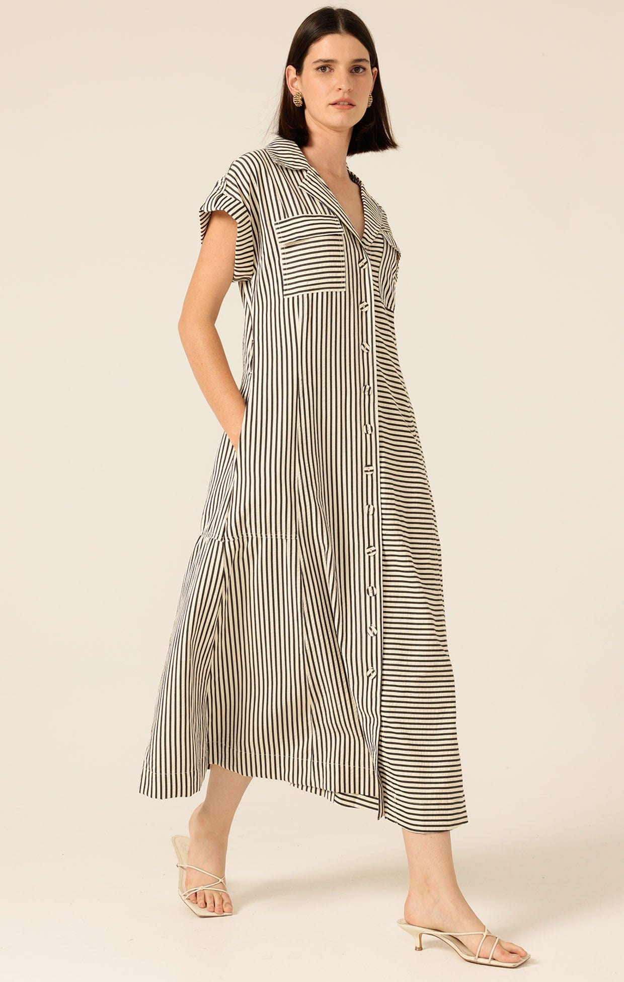 Dresses PORTIA DRESS IN BLACK WHITE STRIPE