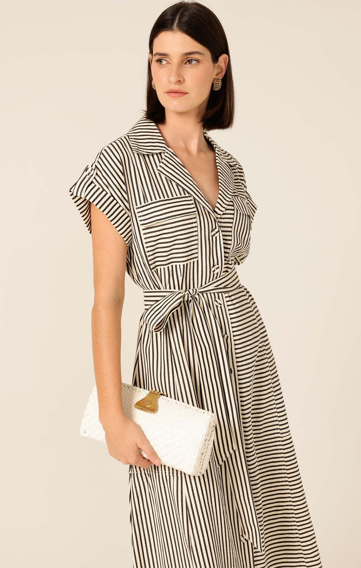 Dresses PORTIA DRESS IN BLACK WHITE STRIPE