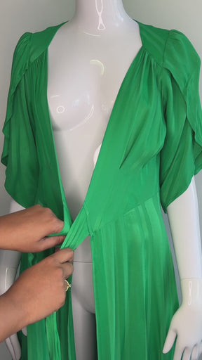 HANWORTH HOUSE WRAP DRESS IN APPLE GREEN