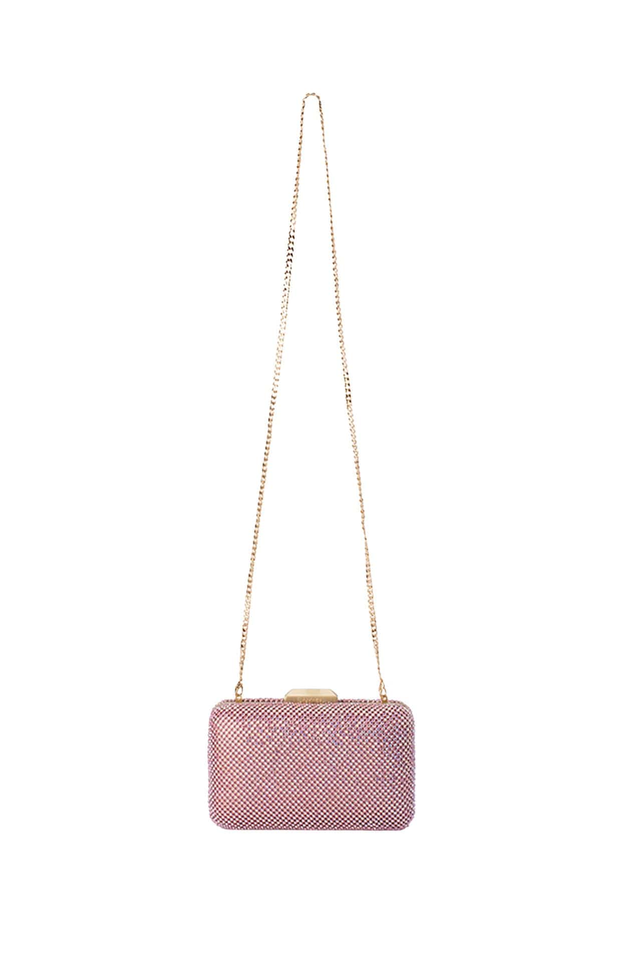 Bags OS / PINK RONNY CRYSTAL MESH CLUTCH IN PINK