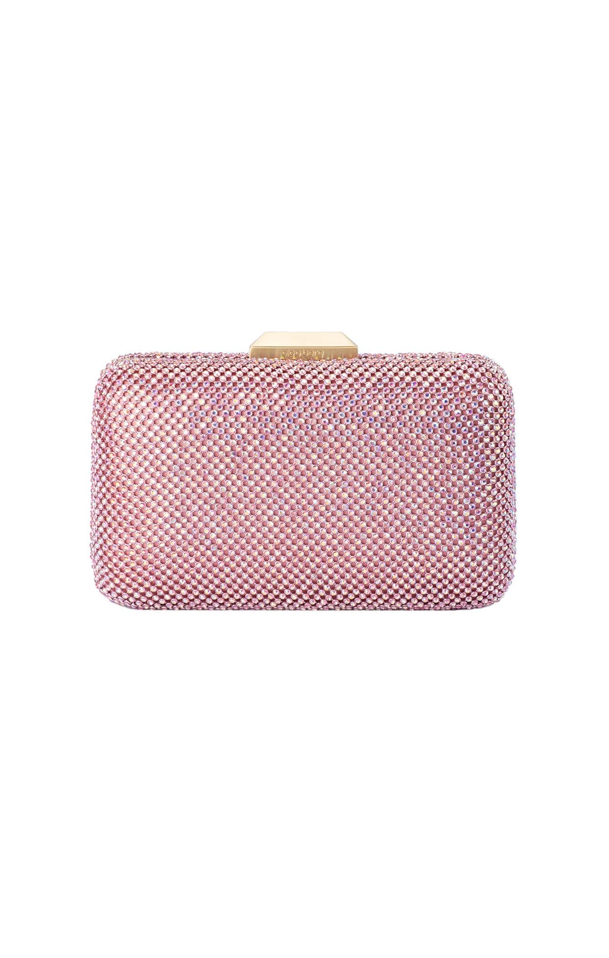 Bags OS / PINK RONNY CRYSTAL MESH CLUTCH IN PINK