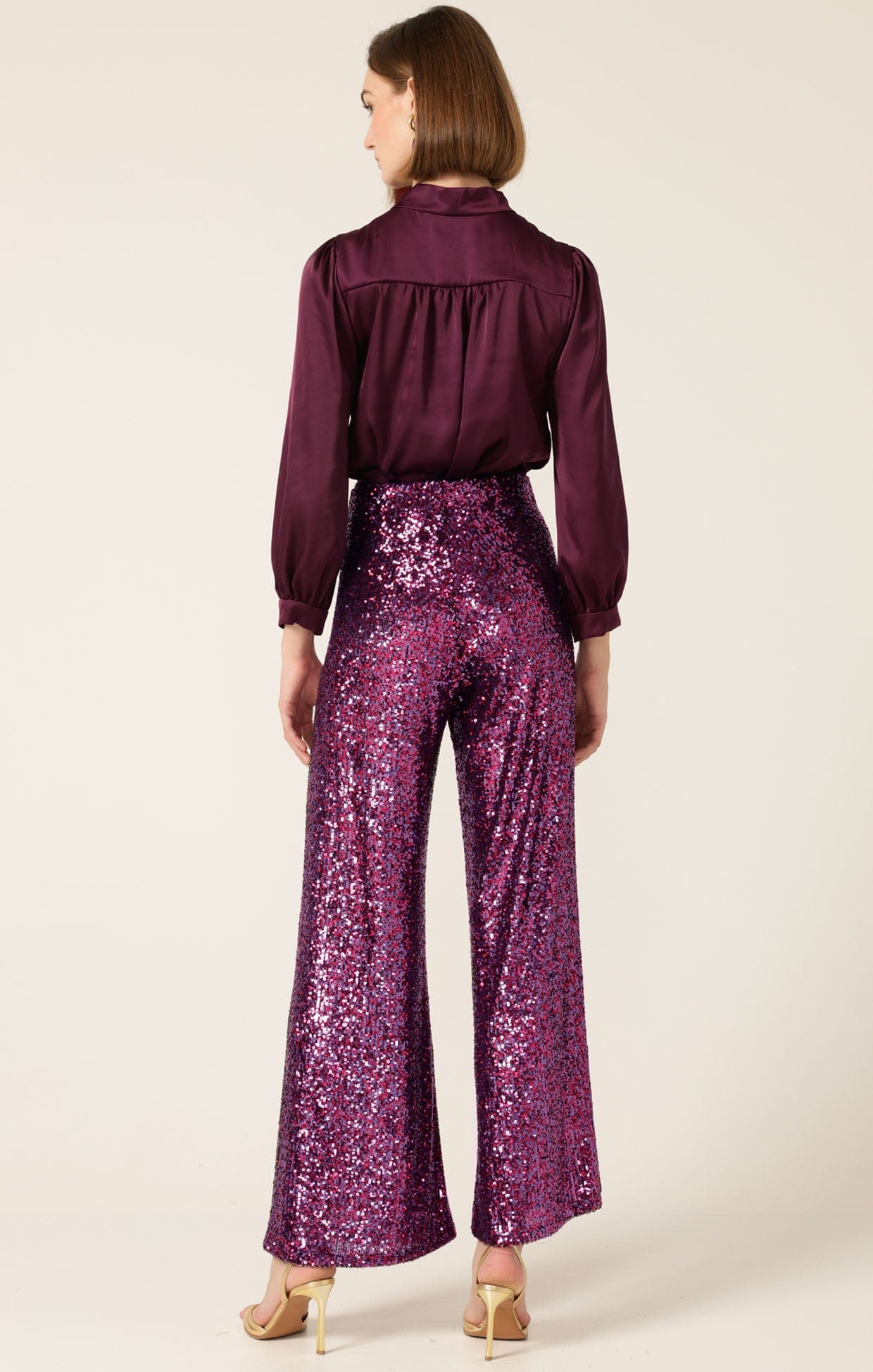 Pants SEQUIN PALAZZO PANT IN PINK MULTI