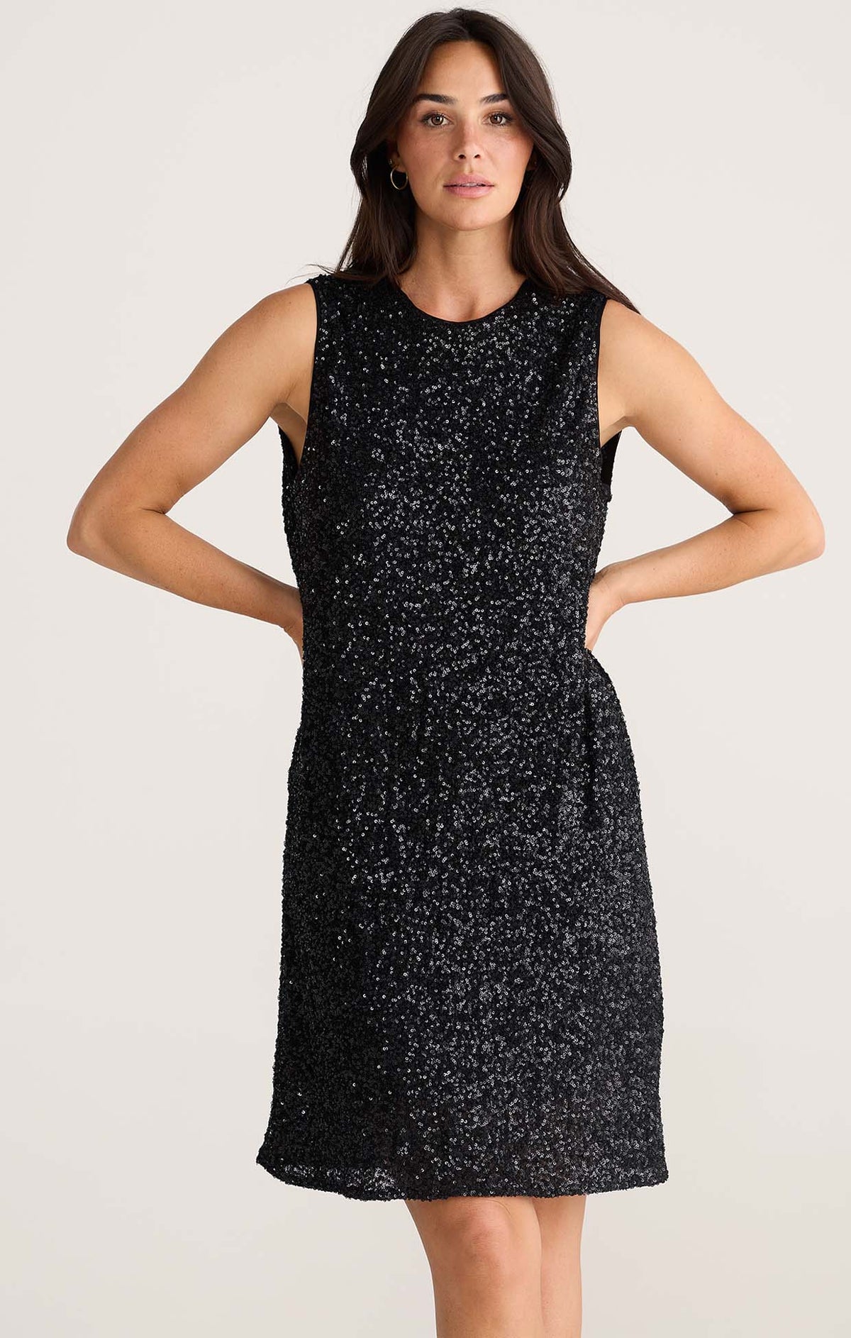 Dresses SHOW STOPPER SWING DRESS IN BLACK SEQUIN