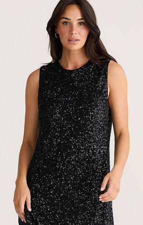 Dresses SHOW STOPPER SWING DRESS IN BLACK SEQUIN