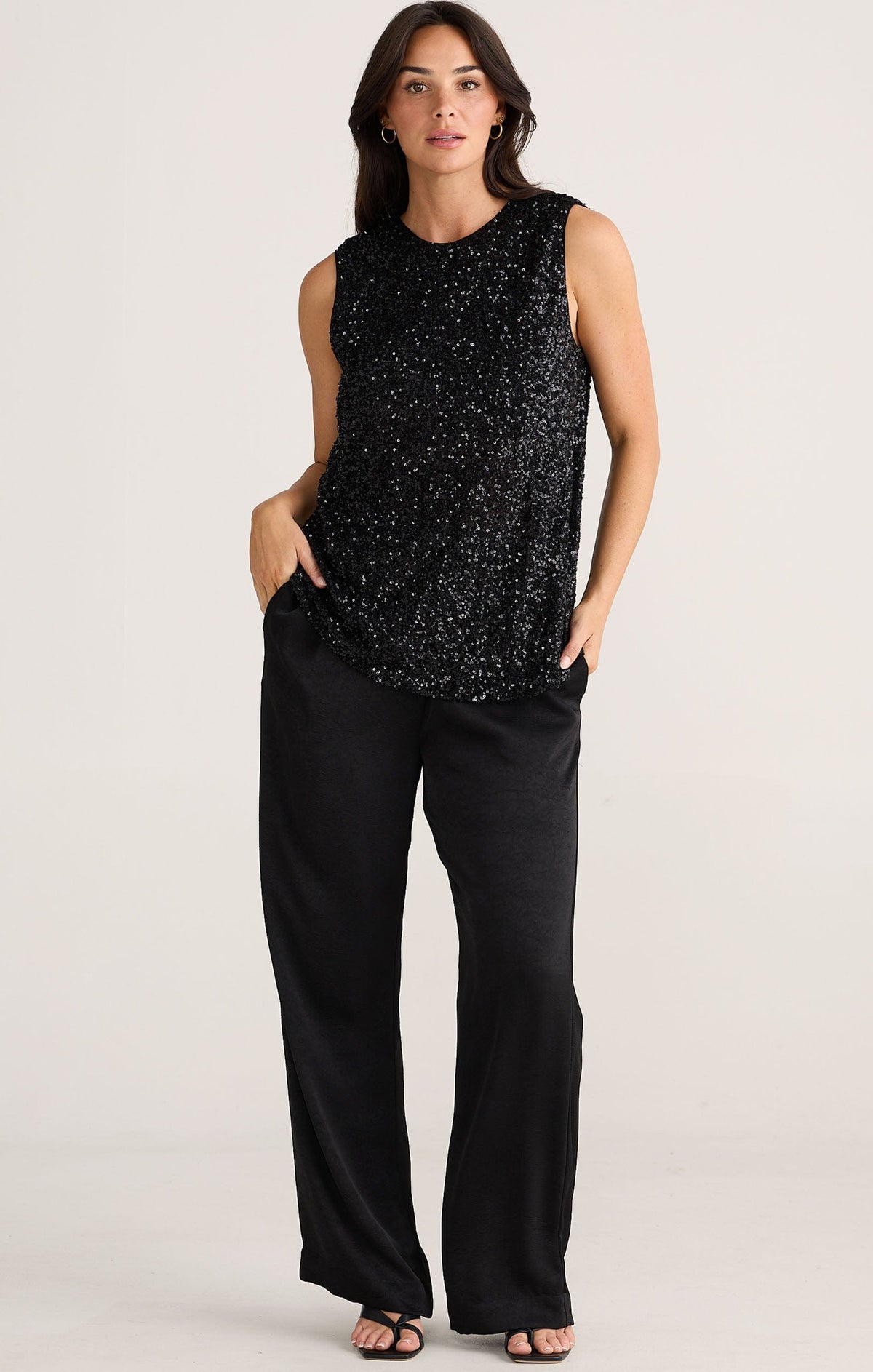 Tops SHOW STOPPER TOP IN BLACK SEQUIN