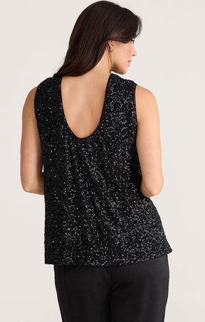 Tops SHOW STOPPER TOP IN BLACK SEQUIN