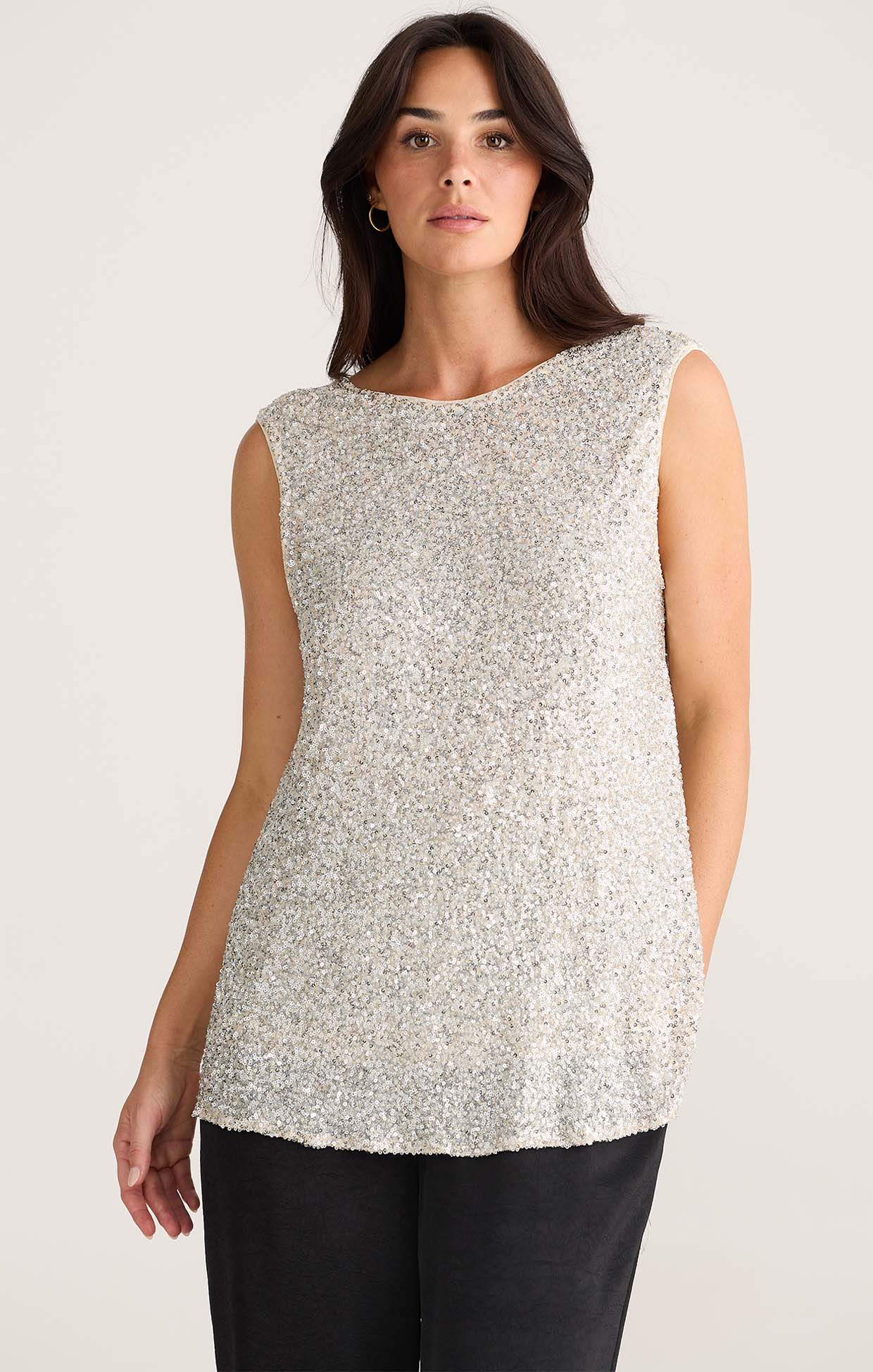 Tops SHOW STOPPER TOP IN CHAMPAGNE SEQUIN