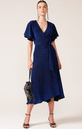 Dresses Events STARGAZE WRAP MIDI IN SAPPHIRE LUREX