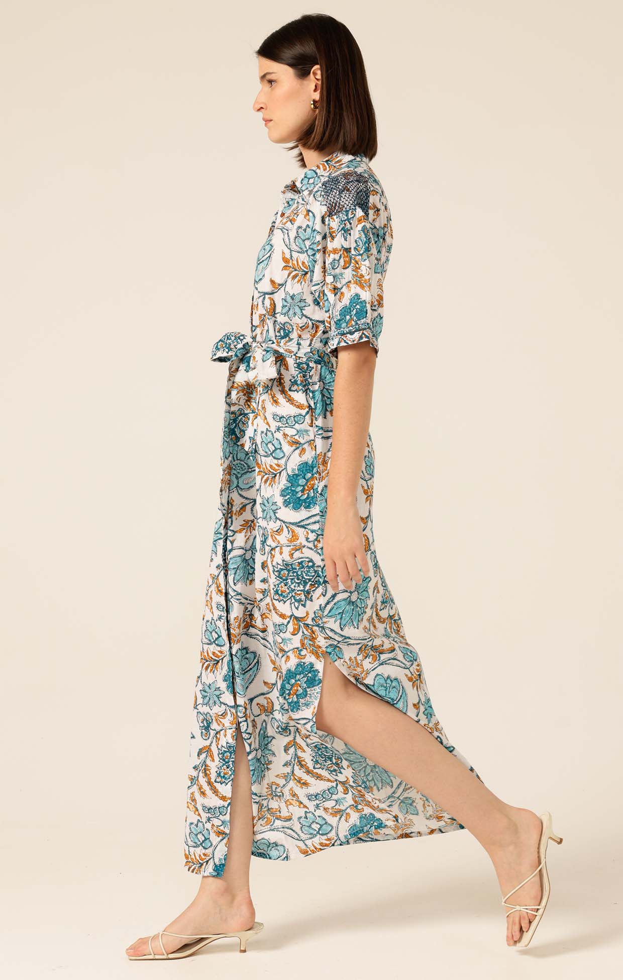 Dresses STEVIE MAXI DRESS IN JULIE PRINT BLUE/GOLD