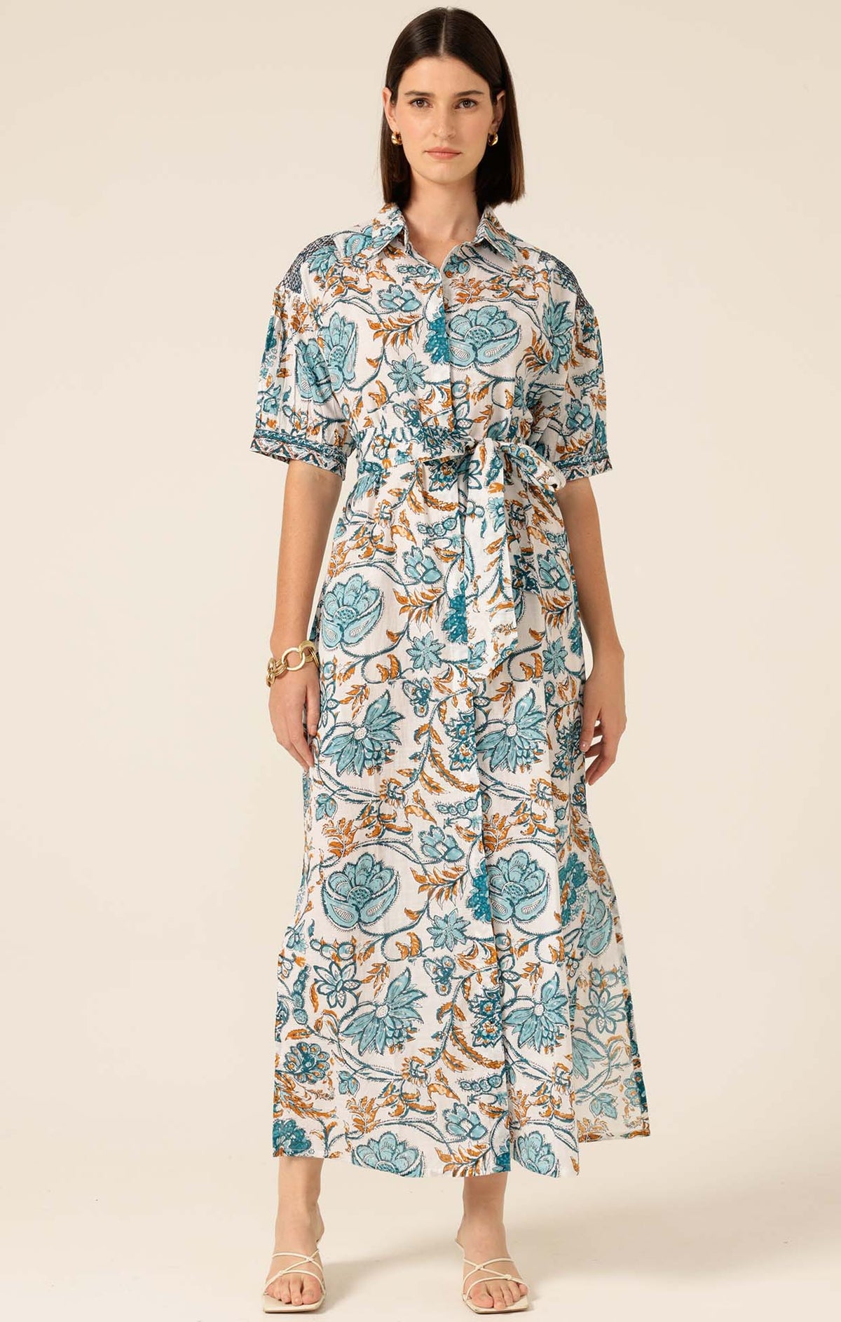 Dresses STEVIE MAXI DRESS IN JULIE PRINT BLUE/GOLD