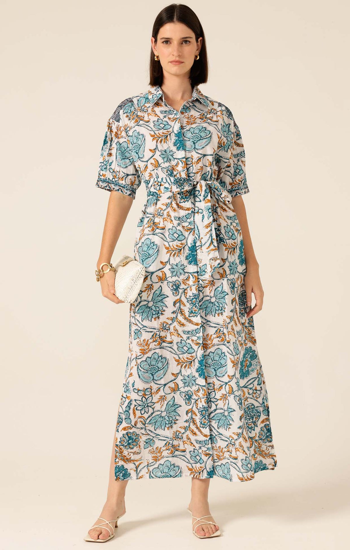 Dresses STEVIE MAXI DRESS IN JULIE PRINT BLUE/GOLD