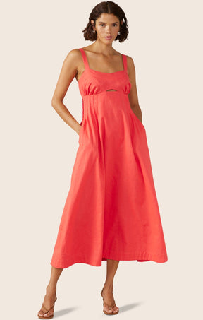 Dresses SUNLIGHT MIDI DRESS IN HIBISCUS PINK