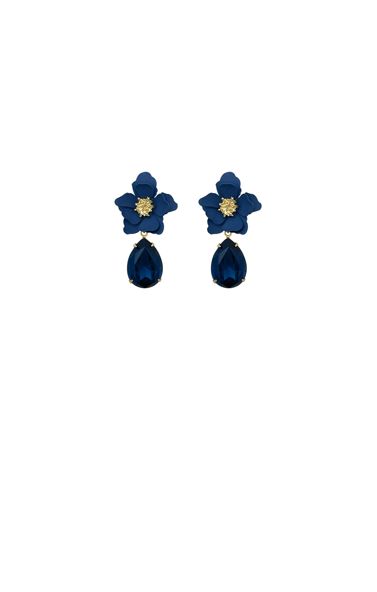 ACCESSORIES Earrings OS / BLUE TALLULAH TEAR DROP EARRING IN NAVY