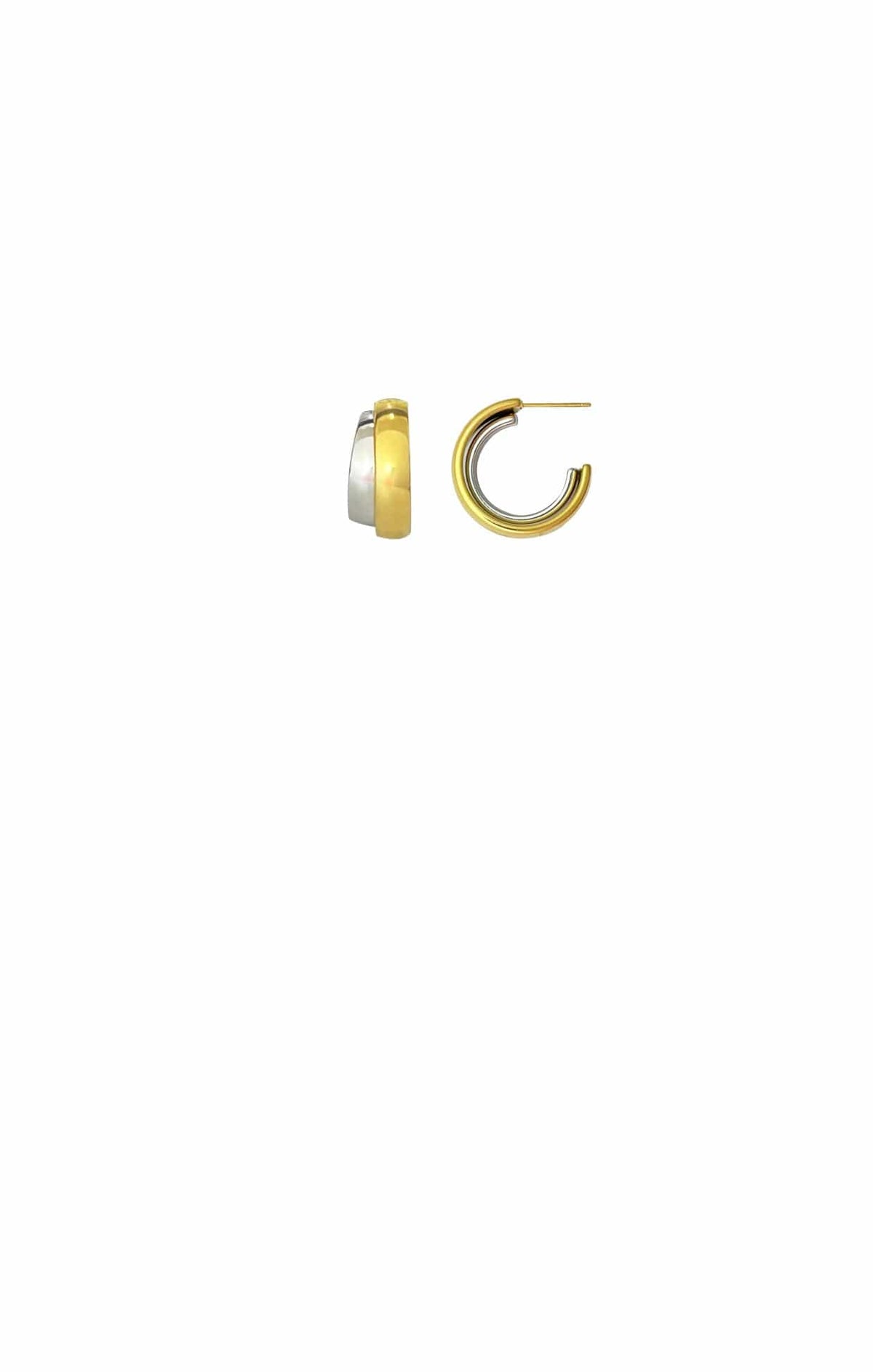 Earrings OS / GOLD/SILVER TWO-TONE HOOP EARRING