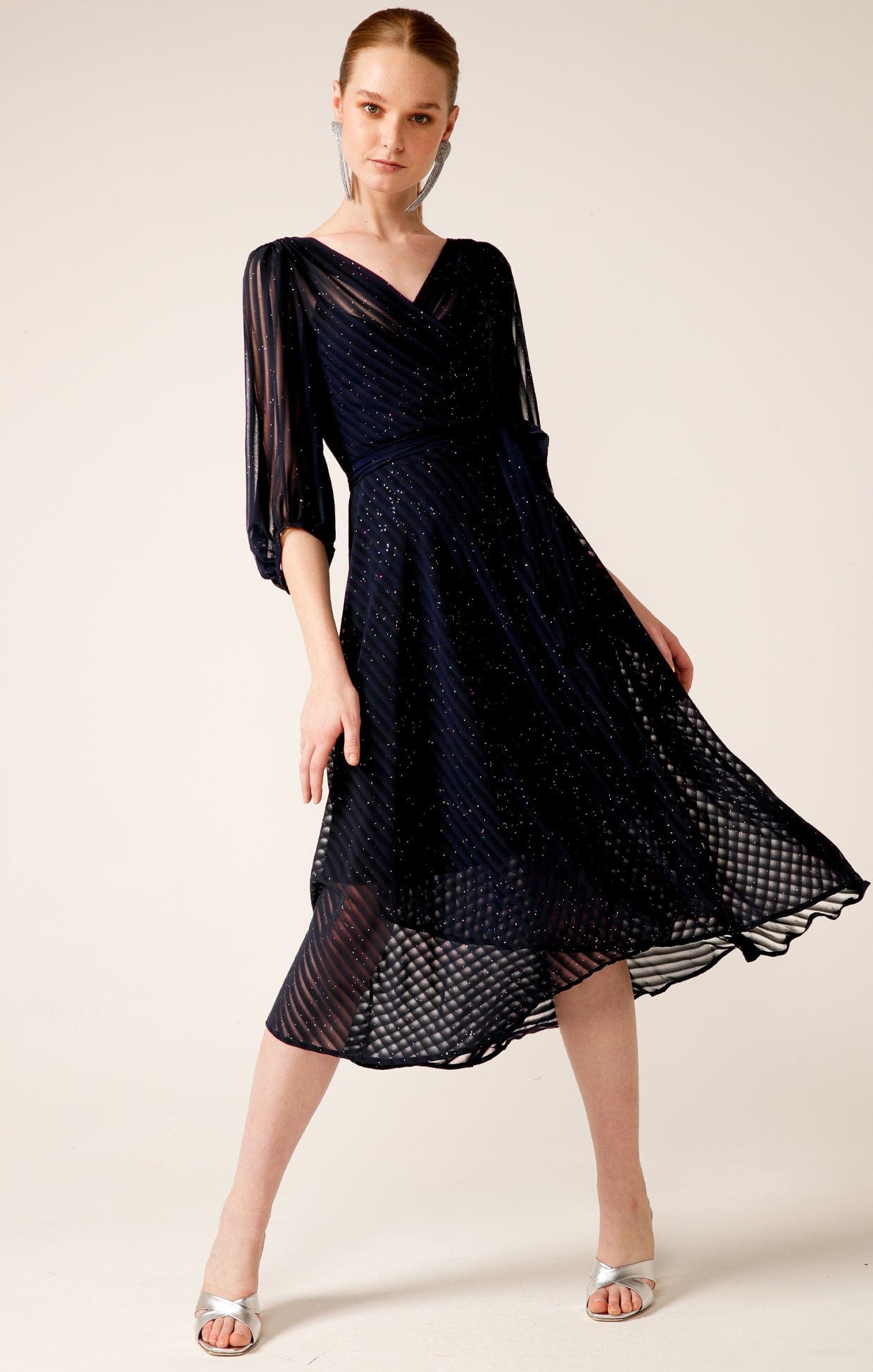 Vivienne Wrap Dress (Navy Sparkle)