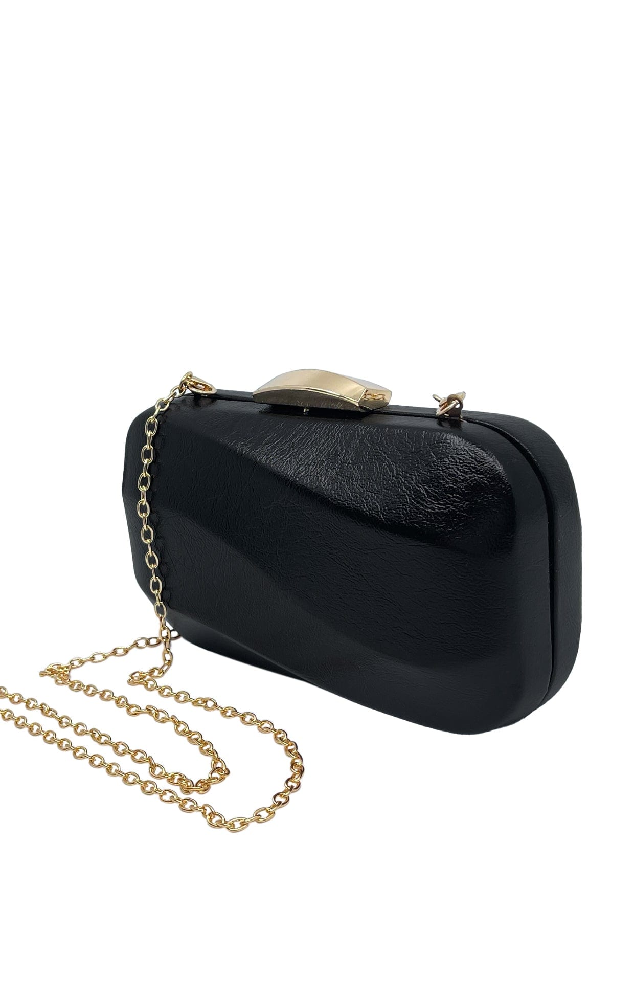 Bags OS / BLACK WAVY STRUCTURED CLUTCH IN BLACK