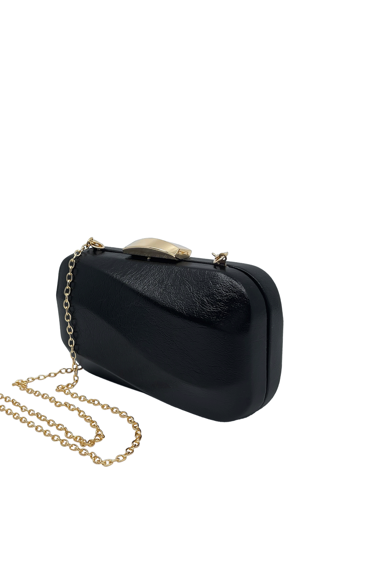 Bags OS / BLACK WAVY STRUCTURED CLUTCH IN BLACK